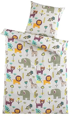 optidream Microfaser Bettwäsche 135 x 200 cm Bettbezug 135 cm x 200 cm Kopfkissenbezug 80 x 80 cm Kinder Safari