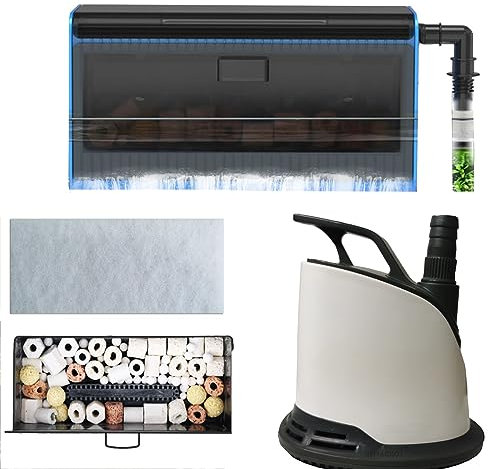 LONDAFISH Set filtro per acquario, troppopieno, pompa di circolazione, filtrazione, ossigenazione e trattamento dell'acqua in uno.