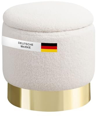 Albatros Hocker mit Stauraum Nizza – Sitzhocker mit Stauraum, Modernes Design, Edler Sherpa-Bezug – Sitztruhe oder Sitzbank mit Stauraum – optimal als Fußhocker oder Hocker Schminktisch, Weiss