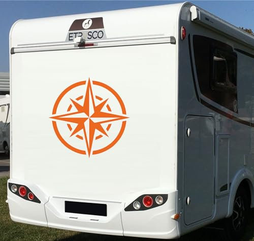 DualColorStampe Autocollants à douille rose des vents pour camping-car Trail off Road Sport Adventure 4x4 pour voiture pour caravane et camping-car Cod. 0354 (1 pièce (30 x 30 cm) Orange 35)