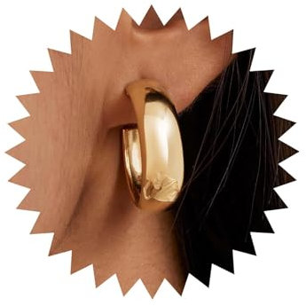 TseenYi Klobige Huggie-Creolen, Punk-Gold, dicke Huggie-Ohrringe, Vintage-Metall-Creolen, klobige Huggie-Rock-Ohrringe, große, breite, dicke Creolen, klobige Ohrringe, Schmuck für Frauen und Mädchen