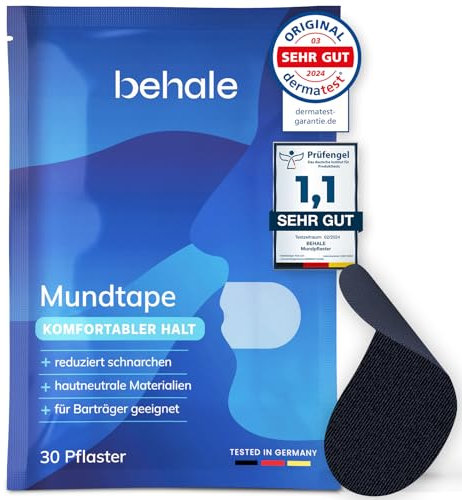 Behale - 90x Mundpflaster gegen Schnarchen - Mouth Tape for sleeping I Anti schnarch Unterstützung I Schnarchstopper mit Stärke auf für Bartträger I Mundpflaster schlafen