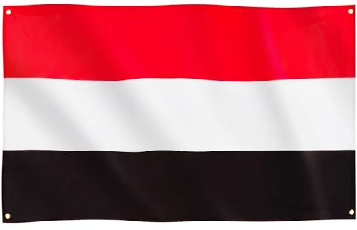 Runesol Bandera de Yemen, 91x152cm, 3ft x 5ft, Bandera de Liberación Árabe, Bandera Nacional Yemení, 4 Ojales, Ojal en Cada Esquina, Banderas Premium, Interior, Exterior, Colores Vivos