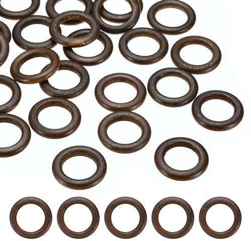PATIKIL 35mm Naturholzringe, 20er Pack Holzringe Rund Verbindungsringe Holzschlaufe Kreis für Bastelarbeiten Anhänger DIY Schmuckherstellung Makramee, Dunkelbraun