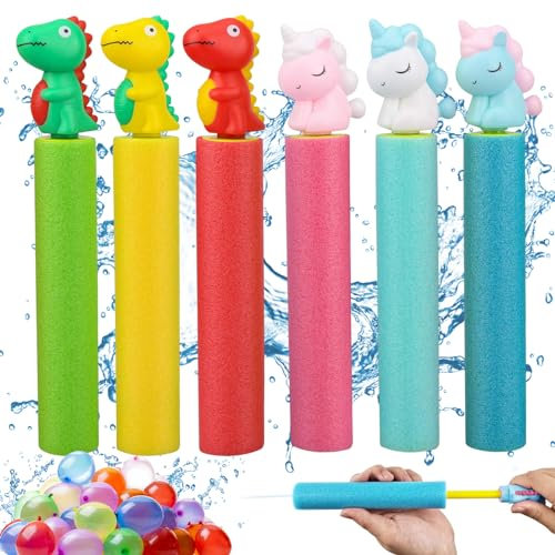 Giugio 6 Stück Wasserpistole, Wasserspritze Schaumstoff Spritzpistole Wasserkanone Kinder, Wasserpistole Klein Sommerfest, Spritzpistole Wasser Bunte für Jungen Mädchen Party Strand Pool Spielzeug