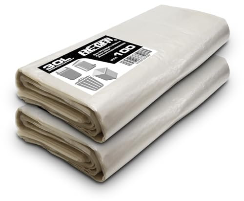 2 Flat Packs | 200 Clear Bags | RE-GEN 30 Litre Swing, Pedal, Square Bin Liners Refuse Sacks, Everyday, Office & Home Use | Transparent Industrial Strength Rubbish Garbage Bags 375/600 x 600mm