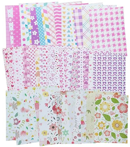 LAPLBEKE 90 Blätter Scrapbooking Papier, 14x20cm Bunte Deko Bastelpapier Dekopapier Designpapier für DIY Kartenherstellung Journaling Papier Zubehör (Blumen)