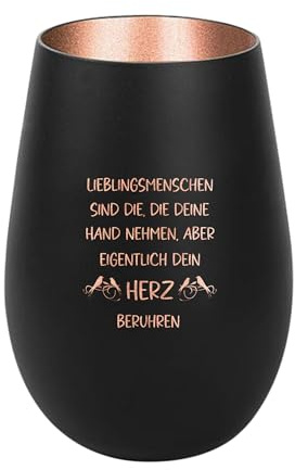 Der-Porzellan-Laden Windlicht mit Gravur Lieblingsmenschen sind die | Schwarz Bronze, Teelichthalter aus Glas mit Spruch, Tischdeko modern