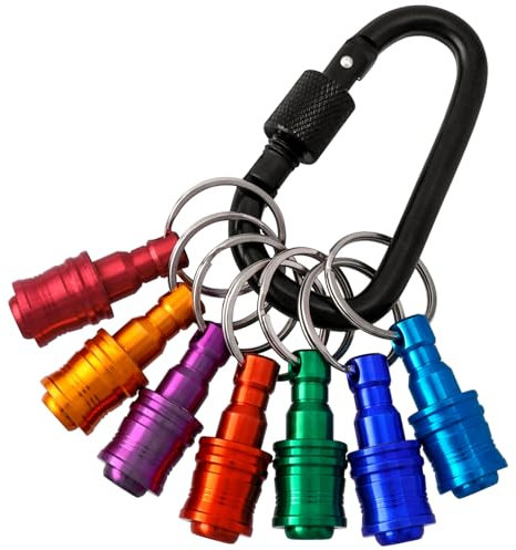 Mesee 7 Pieces Drill Bit Holder Keychain Portable Screwdriver Bits Holders Extension Bar with Keychain Quick Change Drill Screw Adapter for 1/4 inch Hex Shank Bits(7 Colors)