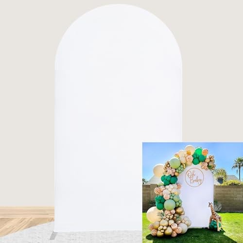 2m/6.5ft Round Backdrop Cover Arch Frame Cover Party Display Props for Kids Adults Birthday Celebration Party Photography Background Solid Color Backdrop Photo Studio Props (U-Shape White)