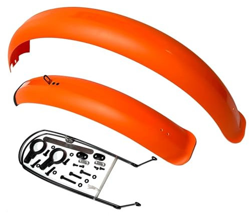 MZPOZB Bike KotflüGel Fahrrad-Schutzblech-Set, 26 x 4,0 Zoll, breit, vorn/hinten, Kotflügel for Offroad-Fat-Reifen, volle Abdeckung, Fatbike-Schutzbleche, Kunststoff Spritzschutz(1 Set Orange)