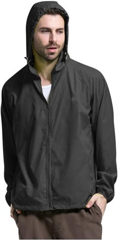 RUMAOZIA Veste de pluie pour homme - Imperméable - Ultra légère - Fine - Pliable - Respirante - Veste softshell - Veste de randonnée - Coupe-vent - Veste d'été - Veste d'extérieur - Coupe-vent légère,
