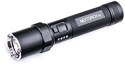 NEXTORCH Linterna recargable P8 de alto lúmenes, 1600 lúmenes, linterna LED de policía con 5 modos, estroboscópico y interruptor de vidrio de cerámica para uso diario, trabajo nocturno, pasear al