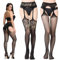 Shengxi Medias de Tirantes para Mujer, 2 Pares Pantimedias Elásticas Negro Medias de Red, Sexy Pantys de Rejilla Altas Medias con Liguero Talla única