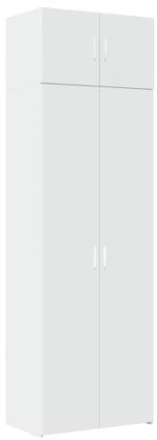 Willood Hochschrank Weiß 70x42,5x225 cm Holzwerkstoff Geeignet für Küche, Wohnzimmer, Schränke 70cm breit - Sieben Fächer + vertikales Fach