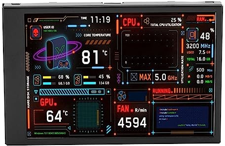 PC-Temperaturanzeige, Computer-Temperaturmonitor, Auflösung mit zwei USB-Ports, 320 × 480, schwarz, für Spiele
