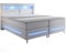 Juskys Boxspringbett Norfolk 200x200 cm - LED Beleuchtung, Bonell Matratze & Topper - 66 cm Komforthöhe - weiß - Bett Doppelbett Polsterbett