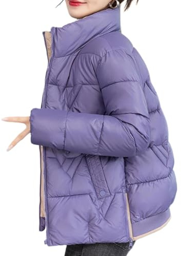 Cappotto Invernale da Donna con Cerniera Intera Trapuntato Pesante Parka soffice Caldo Imbottito con Tasche Corto alla Moda Sottile