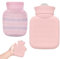 Petite Bouillotte, Bouillotte de 320 ml avec Housse Tricotée, Mini Bouillotte, Mini Chauffe Mains en Silicone, Peut être Réchauffé au Micro Ondes, Pour Cou et Épaules, Dos, Jambes, Taille(Rose)