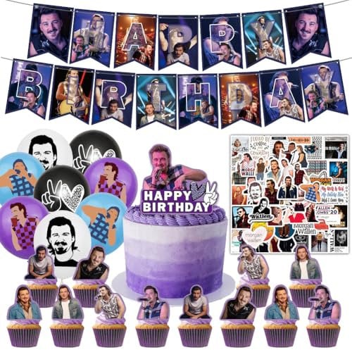 43 PCS Singer Birthday Party Decorations,Music Star Party Supplies, Country Music Themed Party Supply,Singer Stickers,Happy Birthday Banner,Cake Toppers,For Fan's Theme Birthday Party Supplies