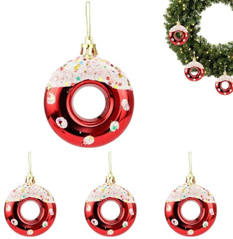 Erconsso Donut-Ornamente für den Weihnachtsbaum, Donut-Weihnachtsdekoration, Baumschmuck, Donut-Weihnachtsdekoration für Urlaubsbedarf