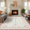 BSGIFT Waschbarer Teppich Wohnzimmer 120x160 Boho Blume Kurzflor Teppich rutschfest für Esszimmer Schlafzimmer Küche Weicher Carpet, Rosa
