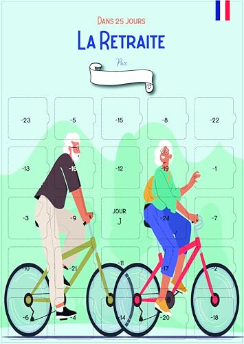 Calendrier de l'avant Retraite 25 jours | Cadeau de départ en Retraite Mixte | Compte à rebours Futurs Retraités | 25 cases à ouvrir Format A3