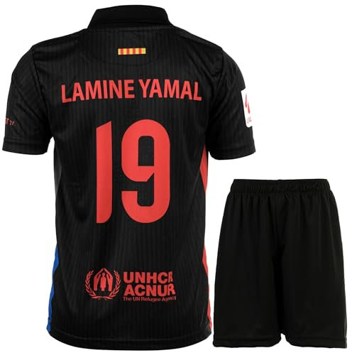 Mefstone Barcelona 24/25 Auswarts Yamal #10 Football Kinder Trikot für Kinder (Schwarz,140)