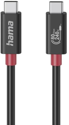 Hama USB-C-Kabel, E-Marker, USB4 Gen4, 80 Gbit/s, 5 A, 240 W, 1,00 m