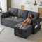 Canapé d'angle Convertible,Canapé lit avec Fonction Couchage,canapé 3 Places en L,Meubles rembourrés,Chaise Longue avec Espace de Rangement,avec Porte-gobelet (Gray + Cotton + 3 Seat)