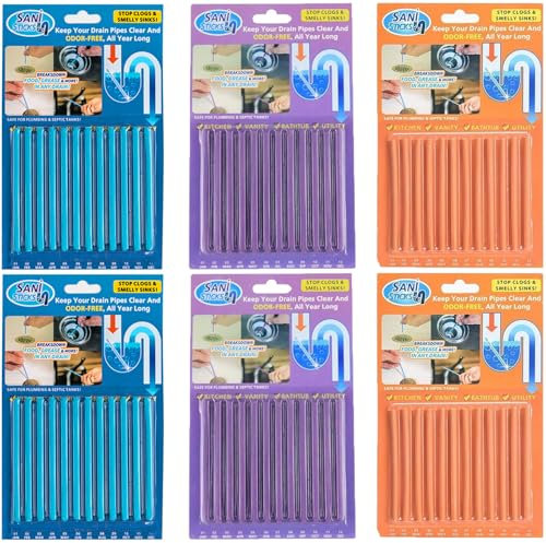 72Pcs Drain Odour Remover, Sink Sticks Drain Sticks Scented For Sink, Basin, Bathtub, Prevents Plug Hole Obstructions & Keeps Water Flowing Freely – Natural Sustainable Enzyme Cleaner
