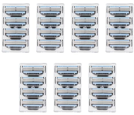 28 Stück Rasierklingen Rasierer kompatibel mit Mach3, Rasierklingen Nachfüllungen für Herren, 3-fach Klingen System, Ersatzklingen für Nassrasierer, Langlebige und Hautschonende, Präzisionsrasur