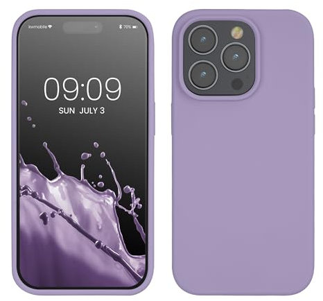 kwmobile Handyhülle für iPhone 14 Pro Hülle, für iPhone 14 Pro Case - Hülle Silikon - kabelloses Laden - Veilchen Lila