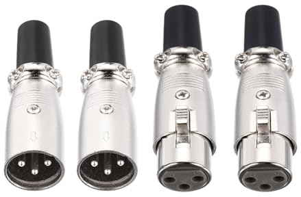 sourcing map 2 Set 3 Pin XLR Connector, Male Female Plug Microphone Cable Connector Jack XLR Ends Audio Mic Socket, Silver