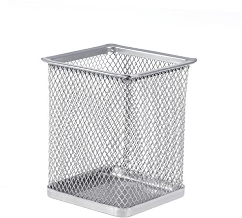 Gatuida 2pcs Silver Metal Mesh Pen Pot Holder Sturdy Pencil Organizer for Home Office Lightweight Design for Easy Portability for Stationery Cosmetic Storage