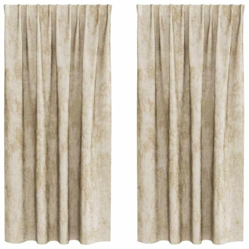 vidaXL Samtvorhänge 2 STK. Creme 175 x 140 cm Samt | Weich das Licht ab und bewahre deine Privatsphäre, Klassischer Stangentaschenstil verleiht einen Hauch von Eleganz,