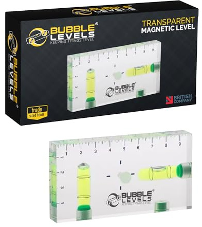 BUBBLE LEVELS | Transparent Magnetic Levelling Gauge with Ruler Markings | 2-Way Precision T-Bubble Level | Magnetic Base for Hands-Free USE | Levelling for Picture Hanging, Shelves & DIY Tools