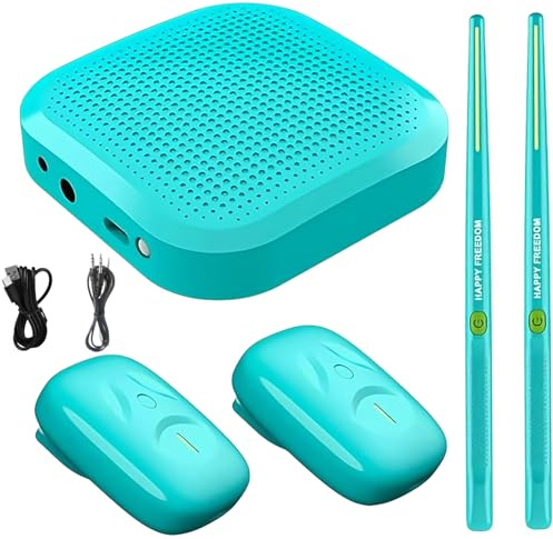 Batteria elettrica virtuale, batteria elettrica 3D con sensore di movimento, bacchette ricaricabili portatili con bacchette, pedali, 8 suoni, per principianti, bambini e adulti.,Light blue