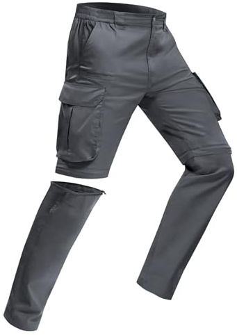 MOURCE Pantaloni da trekking da uomo con zip off, leggeri ad asciugatura rapida, da uomo, 8 tasche, per campeggio, viaggi, pesca