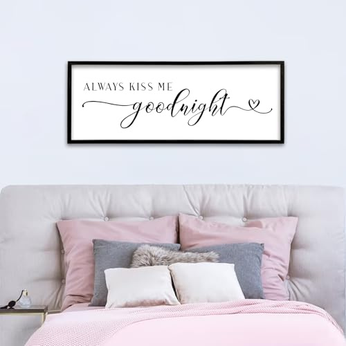 Surfapans Wanddekoration, Aufschrift Always Kiss Me Goodnight, 101,6 x 38,1 cm, Schwarz