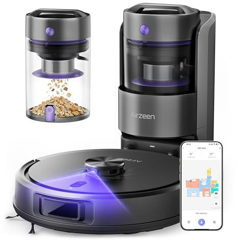 Robot Vacuum Cleaner with Mop, Bagless Robot Vacuum Cleaners UK with Self-Emptying, 10000Pa LiDAR Navigation Robotic Vacuum, Smart Mapping, Schedule, App/Alexa Control for Carpet/Pet Hair, Q20 Ultra