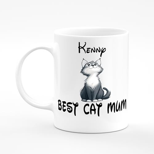 Amelia Gould Apparel Kenny Best CAT Mum Kitten Love Friend Name Mug Gift 11oz Ceramic Coffee Tea Cup