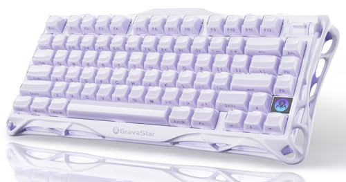 GravaStar Mercury,K1 75% Wireless Mechanical Gaming Keyboard, Aluminum Alloy Exoskeleton Design, Gasket Custom Keyboard Hot-Swap Socket, Linear Switches, RGB Backlit (Purple)