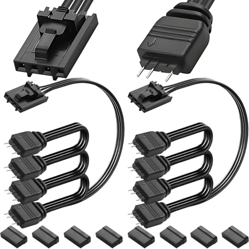 HAAMNING7 2 Pcs 4 pin ARGB Adapter for Corsair Commander Core XT 1 to 4 ARGB Adapter Splitter Cable Connect to 5V 3 Pin ARGB Fan Device, for Commander CORE