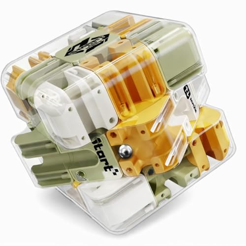 2-in-1 3D Labyrinth Würfel mit Kugel-Maze – Denkspiel & Geduldsspiel für Jugendliche & Erwachsene – Konzentrations- & Logiktraining – Puzzle Cube mit Kugel-Lock-System – Gelb