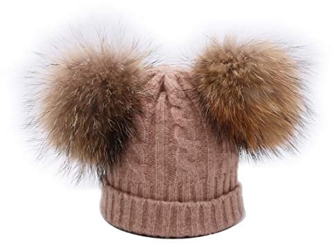 BeFur Kinder Winter Zopfmuster Bommelmütze Hut Beanie Cap mit Zwei Bommel