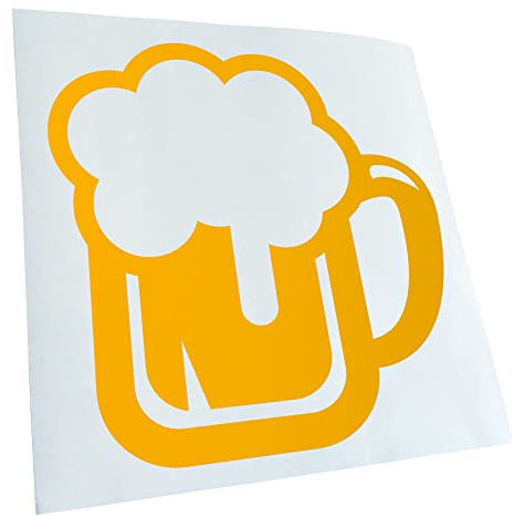 Kiwistar - Autoaufkleber - Gelb - 10x10cm - Bierkrug Bierfass Trinken Glas Sticker - Heckscheibe Auto Aufkleber wetterfest für Kfz LKW Mofa Truck - Sticker außen selbstklebend Tuning Zubehör für