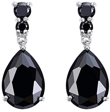 Winwinfly Ladies Multicolor Rhinestone Teardrop Dangle Earrings Jewelry for Women,black
