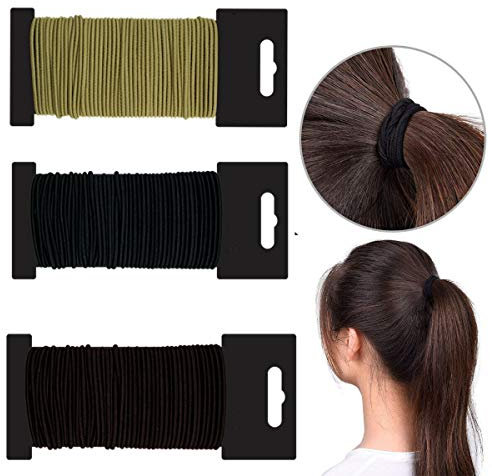 150 Snag Free Thin Elastic Hair Bands Bobbles Band School Ponytail Black Brown Blonde