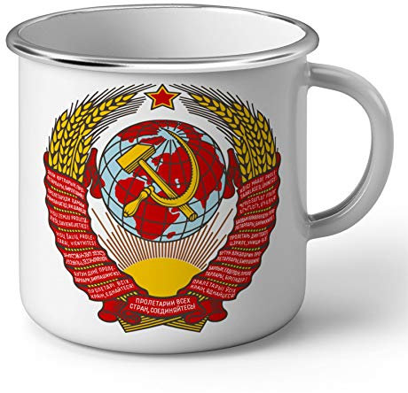 Fabulous Emaillierter Metallbecher 284ml Wappen Emblem Kommunistische Partei UdSSR Russland